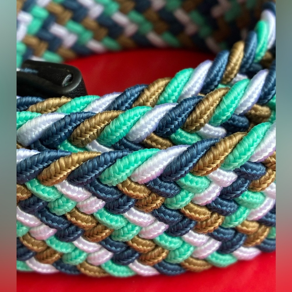NIKE Belt,Nike Multicolor Braided Belt with Black Leather - Picture 3 of 11